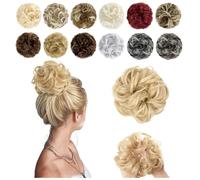Messy Bun Hair Piece Ponytail Extensions Donut human Bun Clip Fake Hair Wavy Curly Scrunchies for Women Thick Updo Daily Use (86/613,4 PCS)