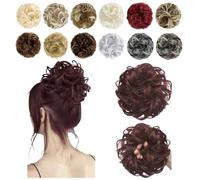 Messy Bun Hair Piece Ponytail Extensions Donut human Bun Clip Fake Hair Wavy Curly Scrunchies for Women Thick Updo Daily Use (118,3PCS)