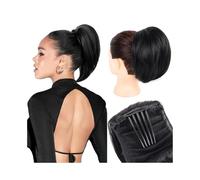 messy bun hair piece Synthetic Hair Bun Chignon Updo Elastic Drawstring Short Ponytail Hairpiece Comb Clip in Hair Extensions bun hair pieces for women(1B)