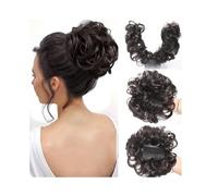messy bun hair piece Synthetic Hair Bun Extensions Side Comb Clip in Messy Curly Hair Chignon Scrunchies for Women bun hair pieces for women(Brown Black)