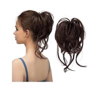 Messy Bun Hair Piece Tousled Updo Extension Elastic Hair Pieces Curly Scrunchie For Women Elegant or Chic Look(Chocolate Brown)