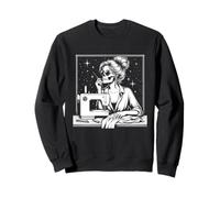 Messy Bun Hair Skeleton Sewer Quilter Halloween Quilting Sweatshirt