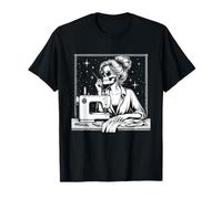 Messy Bun Hair Skeleton Sewer Quilter Halloween Quilting T-Shirt