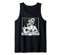 Messy Bun Hair Skeleton Sewer Quilter Halloween Quilting Tank Top