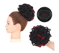 Messy Bun Hair Synthetic DreadLock Afro Puff Hair Bun Chignon Drawstring Ponytail Faux Locs Clip In Pony Tail Hairpieces Hair Extensions for Black Women Real Human Hair Buns (Color : 1B-Bug)