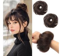 Messy Bun Hairpiece 100% Human Hair Natural Curly Dark Brown Fluffy Bun Donut Elastic Band Human Hair Scrunchie Scrunchie Hair Scrunchie Hair Scrunchie Hair Scrunchie Hair Scrunchie Hair Scrunchie