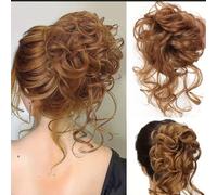 Messy Bun Hairpiece Hair Scrunchie Updo Hairpiece Hair Piece Curly Wavy Large Hair Bun Scrunchies Extensions Synthetic Hair Tousled Updo Hairpieces for Women Girls (#6 (Light Auburn))