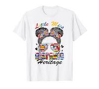 Messy Bun Little Miss Hispanic Heritage Month Girls Kids T-Shirt