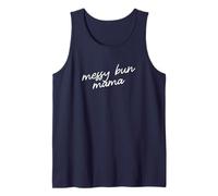 Messy Bun Mama Minimalist Mom Script Phrase Tank Top