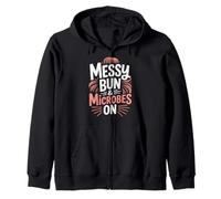 Messy Bun & Microbes On Microbiologist Zip Hoodie