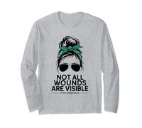Messy Bun Not All Wounds are Visible PTSD Awareness Support Long Sleeve T-Shirt