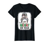 Messy Bun One Merry ER Tech Christmas T-Shirt