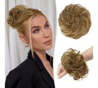 Messy Bun Piece 100% Human Messy Rose Bun for Women Real Scrunchies Updo Hairpieces Chignon Extension（Blonde Mixed Dark Blonde）