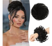Messy Bun Piece 100% Human Messy Rose Bun for Women Real Scrunchies Updo Hairpieces Chignon Extension（Blonde Mixed Dark Blonde）