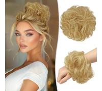 Messy Bun Piece 100% Human Messy Rose Bun for Women Real Scrunchies Updo Hairpieces Chignon Extension（Blonde Mixed Dark Blonde）