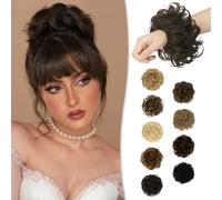 Messy Bun Piece 100% Human Messy Rose Bun for Women Real Scrunchies Updo Hairpieces Chignon Extension（Blonde Mixed Dark Blonde）