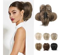 Messy Bun Piece,Clip Bun Short Ponytail Extension with Bendable Metal Wire Fake Bun Pieces for Women-Light Blonde