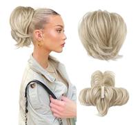 Messy Bun Piece,Clip Bun Short Ponytail Extension with Bendable Metal Wire Fake Bun Pieces for Women-Light Blonde