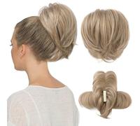 Messy Bun Piece,Clip Bun Short Ponytail Extension with Bendable Metal Wire Fake Bun Pieces for Women-Light Blonde