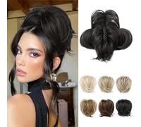 Messy Bun Piece,Clip Bun Short Ponytail Extension with Bendable Metal Wire Fake Bun Pieces for Women-Light Blonde