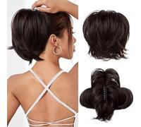 Messy Bun Piece,Clip Bun Short Ponytail Extension with Bendable Metal Wire Fake Bun Pieces for Women-Light Blonde
