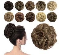 Messy Bun Piece Plus Size Synthetic Curly Updo Scrunchies Chignon Hairpiece Extensions for Women Girls,Brown&Blonde