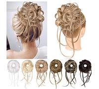 Messy Bun Piece-Super Long Tousled Updo Extensions,Curly Wavy Wrap Ponytail Scrunchies With Elastic Band Accessory for Women Girls-Beige Blonde