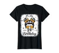 Messy Bun Sunglasses Leopard 24th Birthday Girl T-Shirt