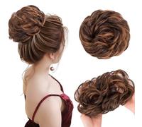 Messy Bun Synthetic Extension Scrunchy Donut Curly Wavy Updo Elastic Scrunchie Thick Full Wedding Pieces Bridal Hairpiece Easy Bun Updos Chignon for Women Kids Burgundy Red