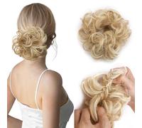 Messy Bun Synthetic Extension Scrunchy Donut Curly Wavy Updo Elastic Scrunchie Thick Full Wedding Pieces Bridal Hairpiece Easy Bun Updos Chignon for Women Kids Burgundy Red