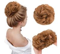 Messy Bun Synthetic Extension Scrunchy Donut Curly Wavy Updo Elastic Scrunchie Thick Full Wedding Pieces Bridal Hairpiece Easy Bun Updos Chignon for Women Kids Burgundy Red
