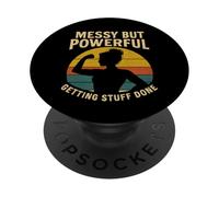 Messy But Powerful Getting Stuff Done Retro Strong Women PopSockets Adhesive PopGrip