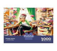 Messy Desk Lady 1000 Piece Classic Jigsaw Puzzle Creative Clutter Jigsaw Puzzle Bundle Sturdy Cardboard DIY Fun Challenging Family Game Beautiful Decor Kids 52x38cm/1000pcs