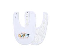 Messy Duck Embroidered Cotton Baby Bib Pack of 2 - Happy
