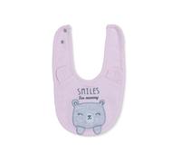 Messy Duck Embroidered Cotton Baby Bib with Ears - Pink