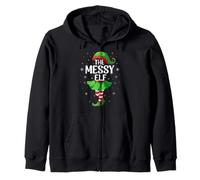 Messy Elf Christmas Girls Women Elf Squad Xmas Family Zip Hoodie