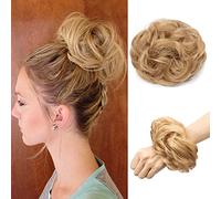 Messy Hair Bun Extensions Curly Hair Scrunchies for Women Girls Synthetic Donut Updo Hair Pieces Wavy Ponytail Hair Chignons (Dark Blonde)