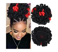 Messy Hair Bun Synthetic Dreadlocks Bun Afro Puff Drawstring Ponytail Hair，Chignon Locs Braids Buns Hairpiece Clip in Hair，Extensions for Black Women Ponytail Hairpiece for Daily Wear (Color : 1B-R