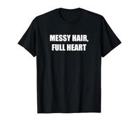 Messy Hair, Full Heart T-Shirt, Men, Black, XL