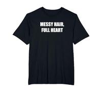 Messy Hair, Full Heart T-Shirt, Men's Big and Tall, Black, 4X Tall