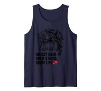 Messy Hair Milk Stains Mom Life Funny Motherhood Tank Top