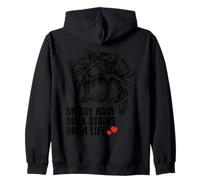 Messy Hair Milk Stains Mom Life Funny Motherhood Zip Hoodie