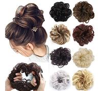 Messy Hair Scrunchies Hair Bun Extensions Curly Wavy Hair Pieces For Women Updo Ponytail Hair Extensions Hair Donut Hair Chignons Hair Accessories Dark Blonde to Bleach Blonde (20)