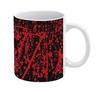 Messy Red Ink Splashed on Black Abstract Red Blood Paint Funny White Ceramic Mug, Novelty Tea Coffee Cup 11 Oz, Gifts for Mom/Daughter/Son/Father on Birthday/Christmas/Anniversary