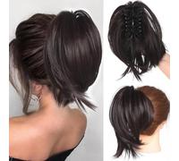 Messy Straight Chignon Hair Extensions, Claw Clip Short Ponytail Hair Extensions,Bun Hair Chignons for Women,Claw Clip Updo Hair Accessories(2 33)