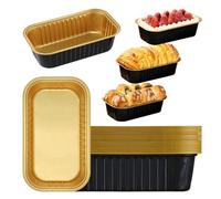 MESTAEK 20-Pack Black & Gold Heavy-Duty Aluminum Loaf Pans, 9”x5”x2”H, Standard Size Disposable Bread Pans for Banana Bread, Meatloaf, Pound Cake, Baking & Meal Prep, Thickened Foil, No Lids