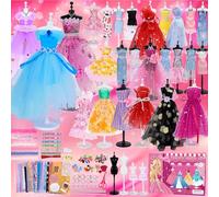 MestectPET 600+ Fashion Designer Kit for Girls, Creativity DIY Arts and Crafts Kit Learning Sewing Toys Clothes Making Kit Teen Birthday Christmas Gifts for Ages 6-12+ with 30 Fabric 4 Mannequins
