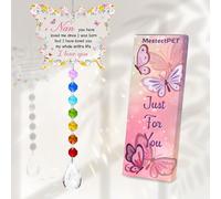 MestectPET Nan Sun Catcher, Acrylic Butterfly Plaque with Stainless Steel Bee and Colorful Crystal, Perfect Nan Gifts for Christmas, Birthdays, Mother's Day, Hanging Decoration