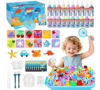 MestectPET Water Gel Elf Kit Toy for Kids, 55 Pcs Magic Aqua Fairy DIY Squishy Maker Craft Kit with 20 Gel & 16 Molds, Creative Educational Birthday for Girls Boys Age 3+
