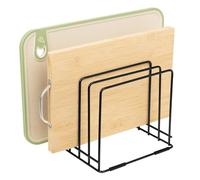 MESTUDIO Cutting Board Holder, 1.2 in. Wide Slots Cabinet Organizer for Cookie Sheets & Trays, 7.95 x 7.95 x 7.09 in. Holder Stand with 5 Slots for Bakeware Organizers And Chopping Board Rack (Black)